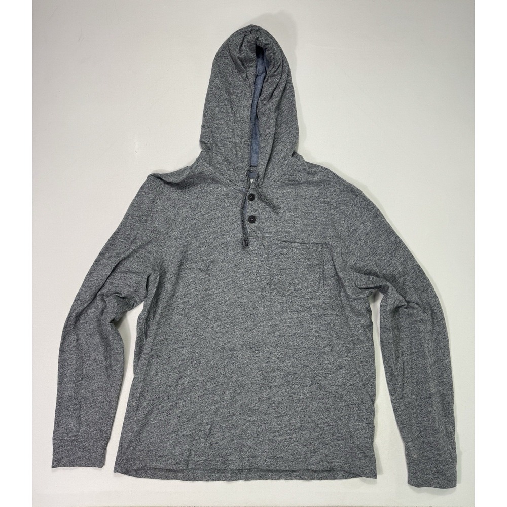 Lucky Brand Grey Label Hoodie Mens 2XL Henley Pullover Knit Sweatshirt Gray XXL